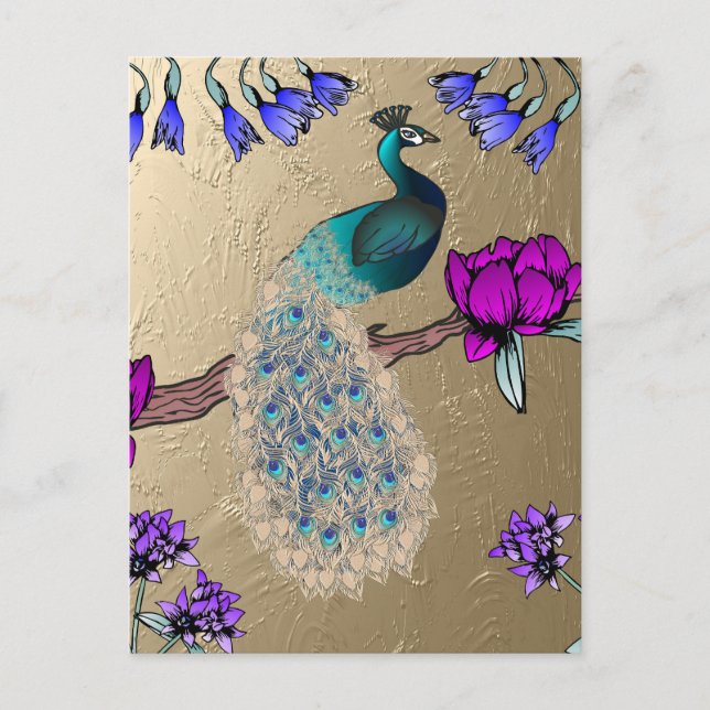 Peacock i Guld Vykort (Framsida)