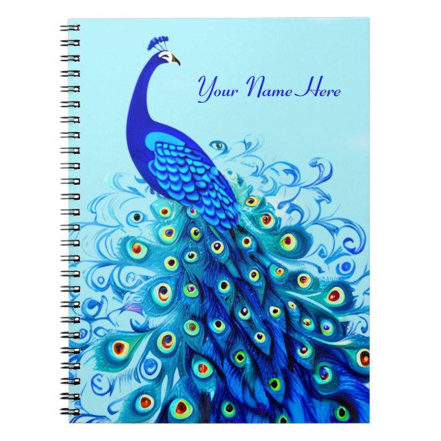 Peacock i Turcos och Cobalt Blue Anteckningsbok (Framsidan)
