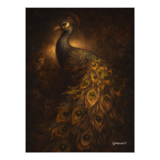 Peacock in Baroque Light - Luxury Fine Art Mosaic Fototryck