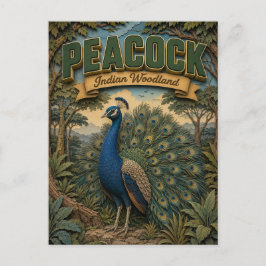 Peacock Indian Woodland POPCUT Vykort