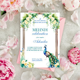 Peacock jasmine arch Indian bröllop mehndi Inbjudningar