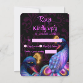 Peacock Jewel Tones Bröllop Blommigt Moody lila OSA Kort