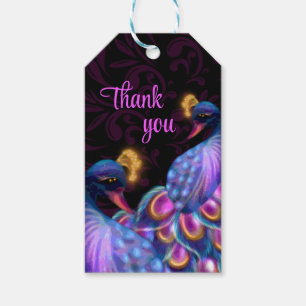 Peacock Jewel Tones Bröllop Blommigt Moody lila Presentetikett