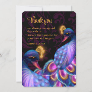 Peacock Jewel Tones Bröllop Blommigt Moody lila Tack Kort