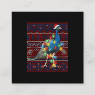 Peacock jul Ljus Uggig sötare Goat Älskare Fyrkantigt Visitkort
