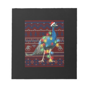 Peacock jul Ljus Ugly Sweater Goat Älskare Anteckningsblock