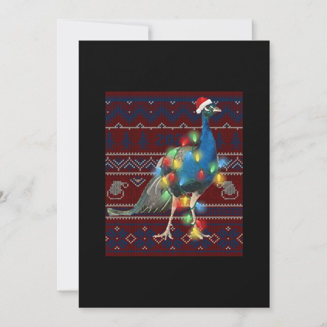 Peacock jul Ljus Ugly Sweater Goat Älskare Spara Datumet (Framsida)
