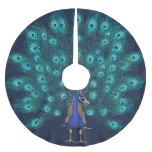 PEACOCK Julgran Skirt Dekoration Feathers Julgransmatta Borstad Polyester