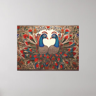 Peacock-Kanvastrycket: Giltig Madhubani Art Canvastryck