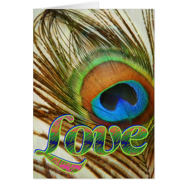 Peacock Kärlek Hälsningskort (Framsidan)