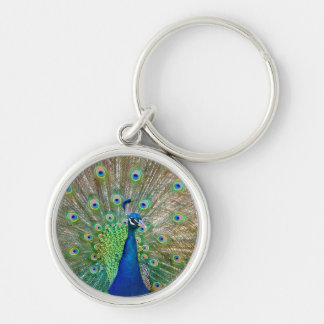 Peacock Keychain Rund Silverfärgad Nyckelring