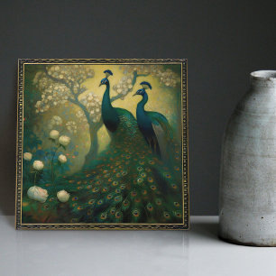Peacock Klimt Wall Decor Impressionist Art nouveau Kakelplatta