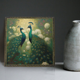 Peacock Klimt Wall Decor Impressionist Art nouveau Kakelplatta