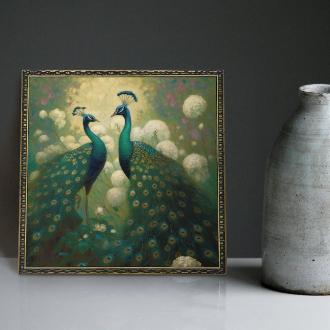 Peacock Klimt Wall Decor Impressionist Art nouveau Kakelplatta (Skapare uppladdad)