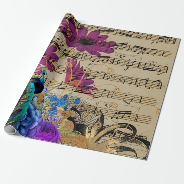 Peacock, Lakan Music och Flowers Presentpapper (Utrullad)