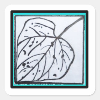 Peacock & Leaf-serien - Leaf Sq Seal Turkos Fyrkantigt Klistermärke
