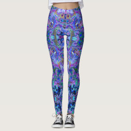 Peacock Lila, Blå och Grönt Marcular Leggings