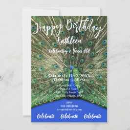 PEACOCK LILA PHOTO GRATTIS PÅ FÖDELSEDAGEN INVICAT INBJUDNINGAR