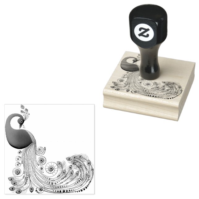 Peacock Long Curled Svan Feathers Stämpel (Stämplad)