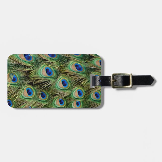 Peacock Luggage Tag Bagagebricka (Horisontell Framsida)