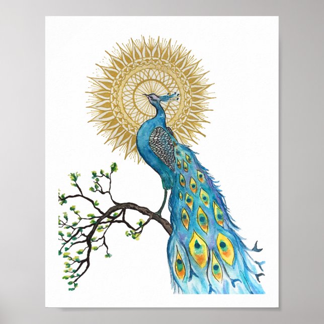 Peacock Mandala 8 x 10 Skriv ut Poster (Framsidan)