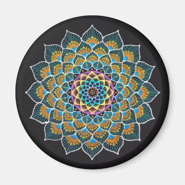 Peacock Mandala Magnet (Framsidan)