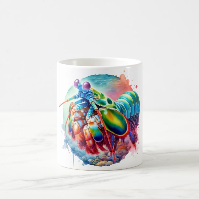 Peacock Mantis Shrimp REF253 - Watercolor Kaffemugg (Center)