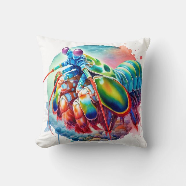 Peacock Mantis Shrimp REF253 - Watercolor Kudde (Framsida)