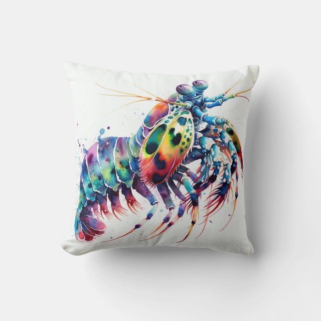 Peacock Mantis Shrimp Watercolor IREF298 - Waterco Kudde (Framsida)
