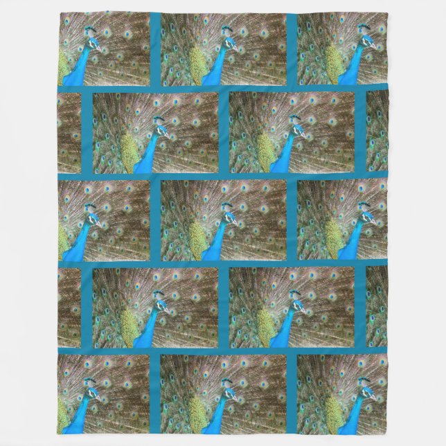 Peacock med Feathers Fanned - Wildlife Bird Photo Fleecefilt (Framsidan)