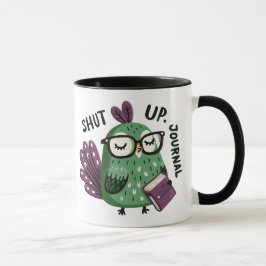 Peacock med glasögon - "Håll käften, Journal" lust Mugg