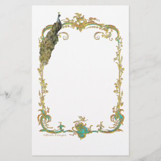 Peacock med Guld Ram Ornate Stationery Brevpapper