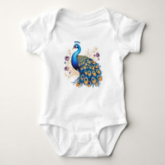 Peacock med Lila blommor T Shirt