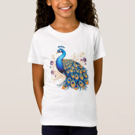 Peacock med Lila blommor T Shirt