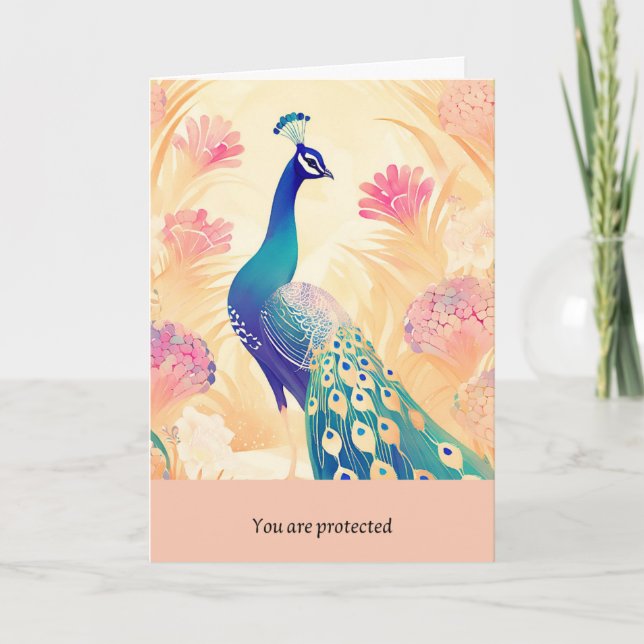 peacock message happy birthday kort (Framsida)