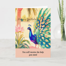 peacock message happy birthday kort