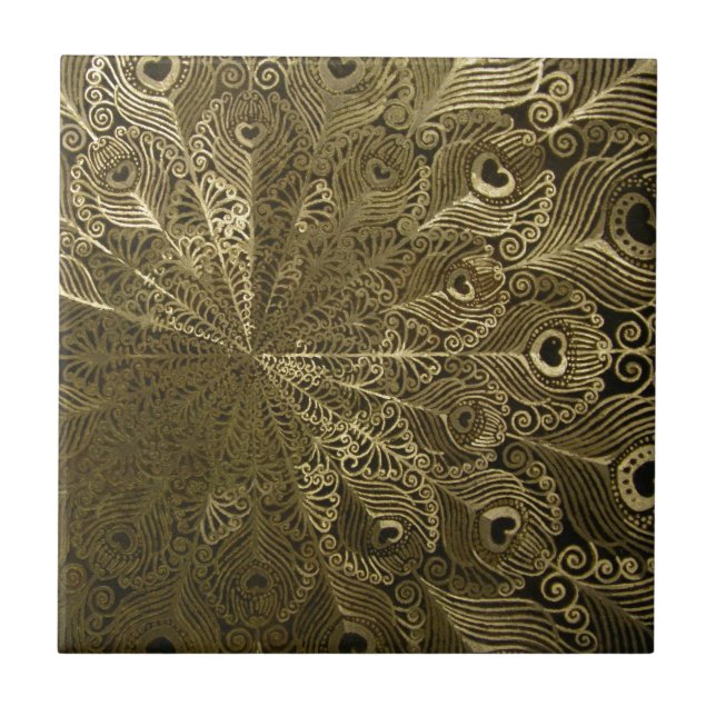 Peacock metall tray kakelplatta (Framsidan)