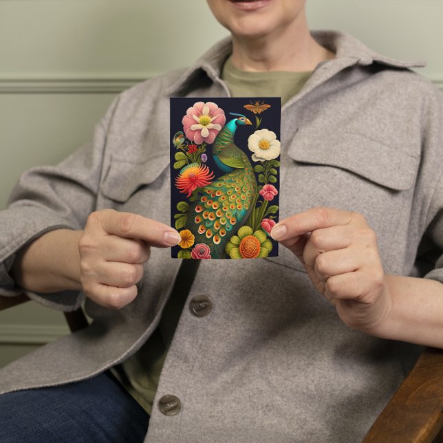 Peacock | Modern Haeckel-Anpassningsbar Kort (Skapare uppladdad)