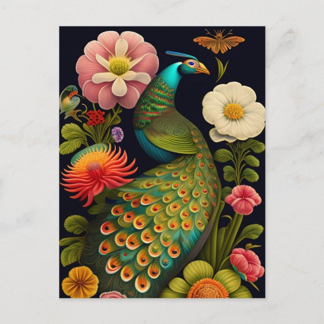 Peacock | Modern Haeckel Vykort (Framsida)
