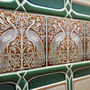 Peacock Modernista Art Barcelona 1903 Kakelplatta