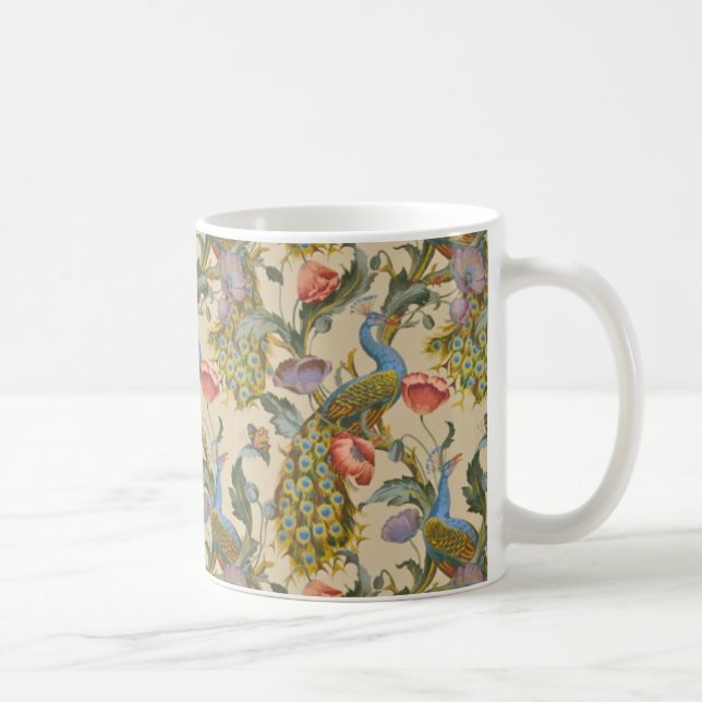 Peacock Mönster Art nouveau 1890 Kaffemugg (Höger)