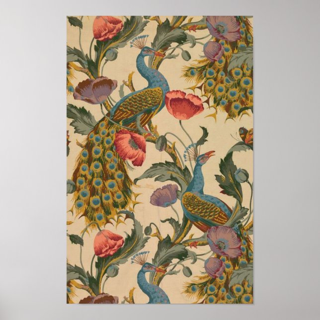 Peacock Mönster Art nouveau Poster (Framsidan)
