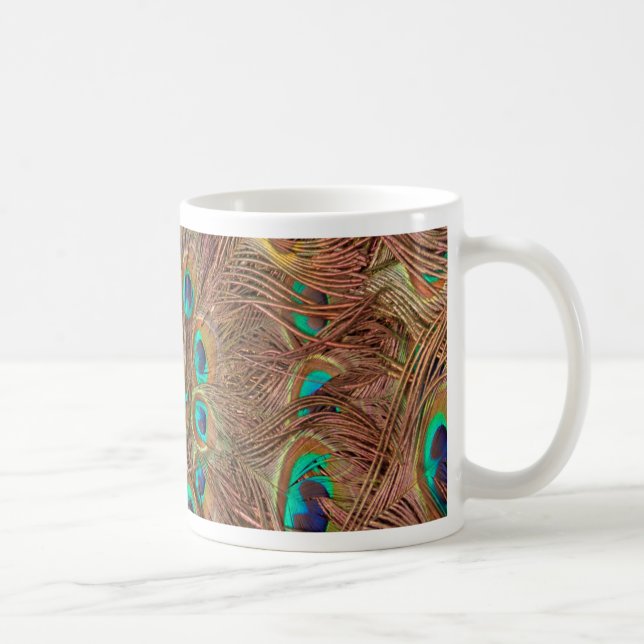 Peacock mönster Background Kaffemugg (Höger)