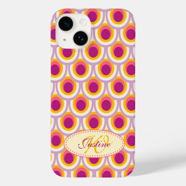 Peacock mönster gult rosa namn (Baksida)