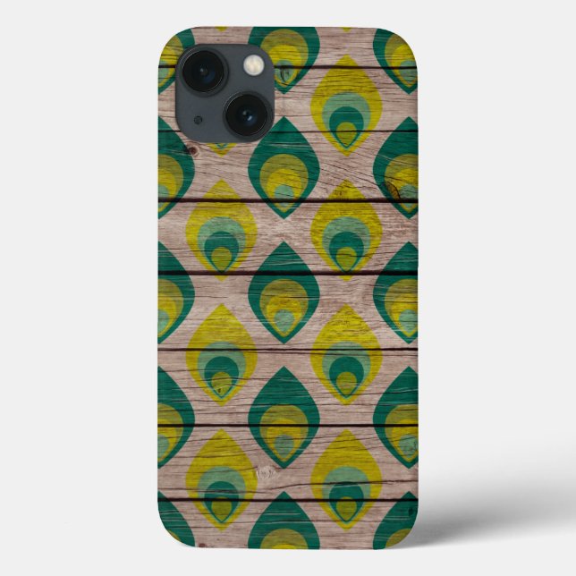 Peacock Mönster på Wood iPad Mini Retina Case (Baksida)