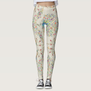 Peacock Mönster, vacker tropisk Blommigt Leggings