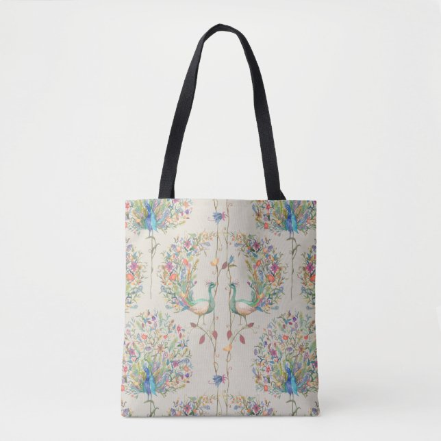Peacock Mönster, vacker tropisk Blommigt Tygkasse (Framsida)