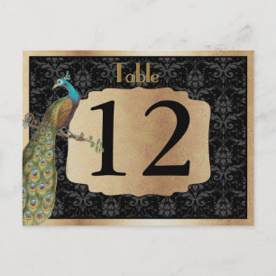 Peacock Mörk Guld Dessert Candy Bord Sign Vykort