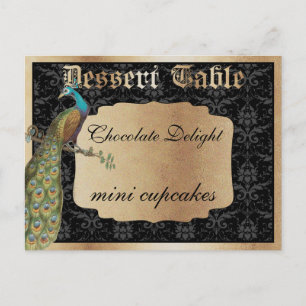 Peacock Mörk Guld Dessert Candy Bord Sign Vykort