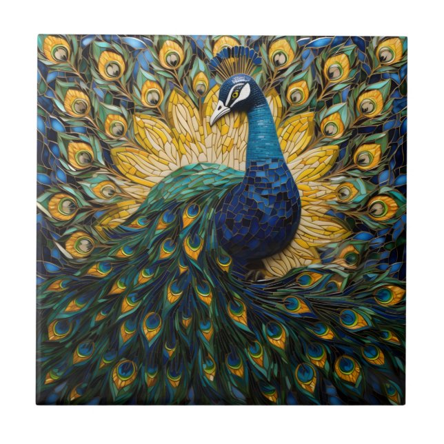 Peacock Mosaic Tile Kakelplatta (Framsidan)
